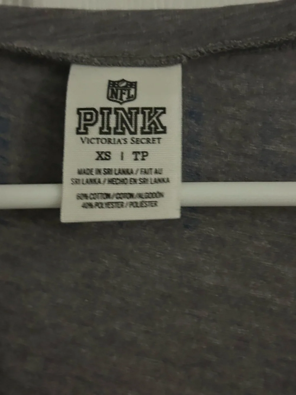 Victoria's Secret Gray V-neck Tee with Blue Colts Pride Logo - Picture 3 of 3